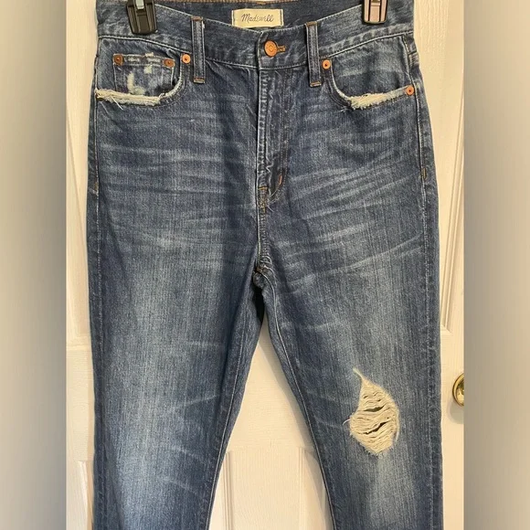 Madewell Dark Wash The Perfect Summer Jeans Distressed Cut Off Hem Size 26 - Picture 5 of 8